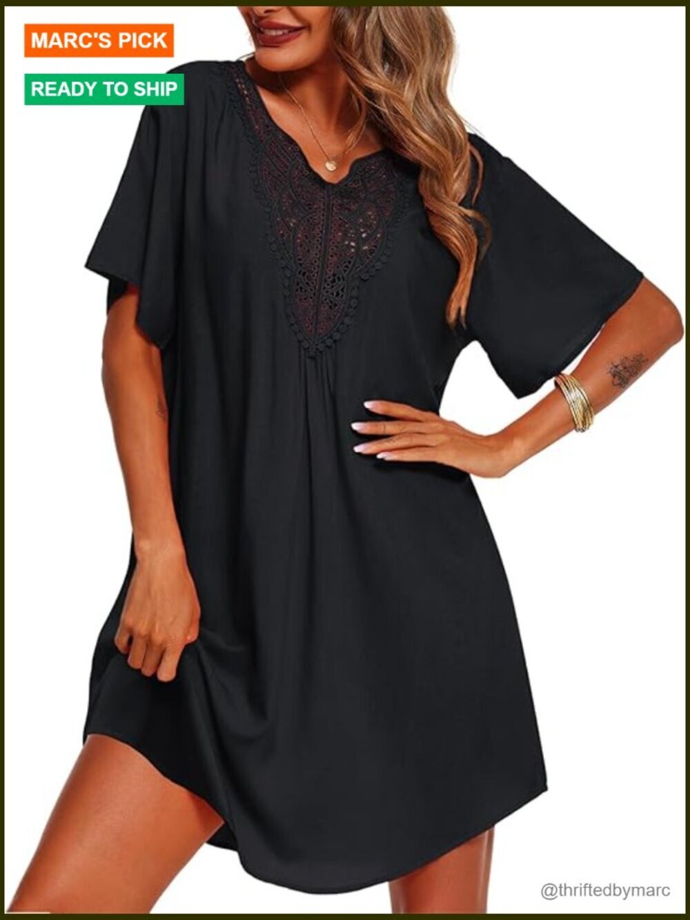 Lace Crochet V Neck Cover Up Dress Swimwear Beach Bikini Coverup